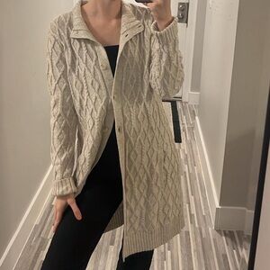 J. Jil beige cable knit long duster cardigan sweater